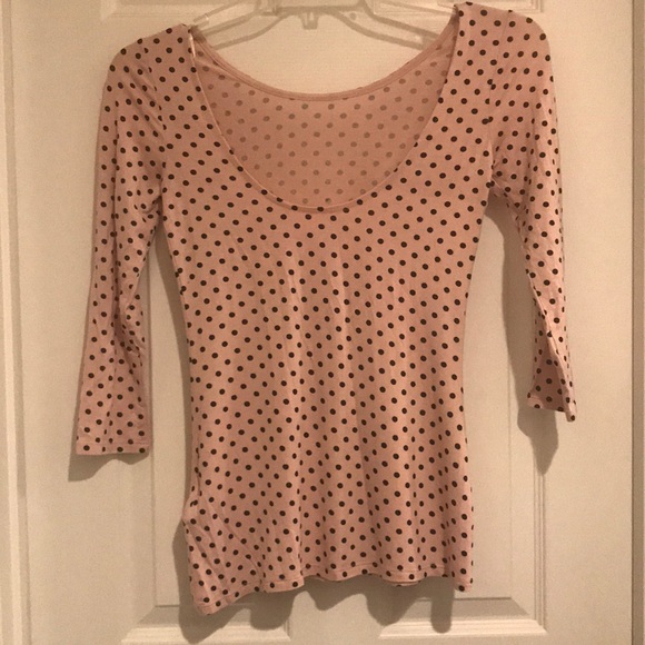 Guess Pink with Black Polka Dot 3/4 Sleeve Shirt - Picture 2 of 4